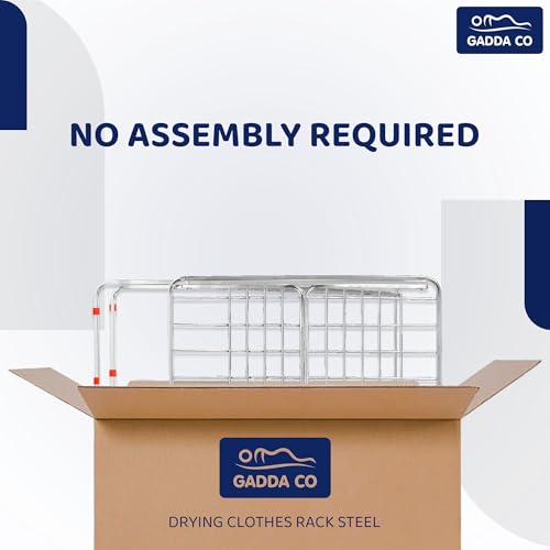 Image of GADDA CO Stainless Steel Foldable Clothes Drying Stand | Double Rack Steel Cloth Dryer Stand for Home & Balcony (Cross Design - 120 x 54 cm)