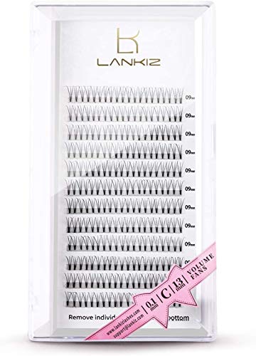 LANKIZ Volume Lash Extensions Premade Fans Eyelash Extensions 3D 0.1mm C Curl 16mm Long Stem Russian Volume Individual Lashes