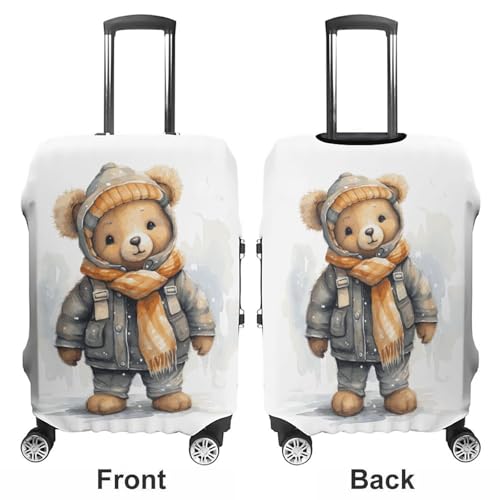 Cute Bear Luggage Cover Travel Suitcase Covers for Luggage Elastic Carry on Luggage Covers for Suitcase Tsa Approved Washable Luggage Sleeve Protector Fits 18-32 Inch L3