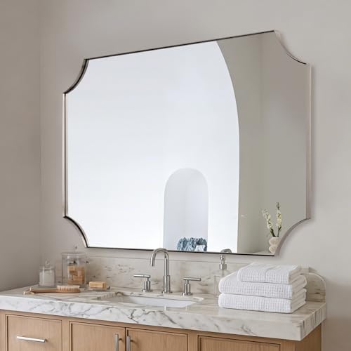 Image of MIRRORART Brushed Nickel Bathroom Mirrors for Over Sink,30x40'' Mirror
