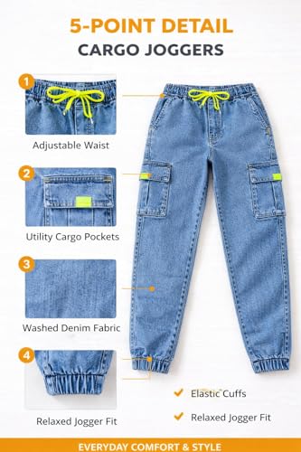 Image of Bold N Elegant Comfy Kid's Trendy Cool Print Washed 6 Pocket Denim Elasticated Jeans Joggers Pant for Baby Boys Girls