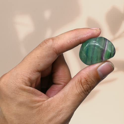 Image of Certified Fluorite Crystal Healing Tumbled Stone, Natural Polished Crystals for DIY Crafts, Manifestation, Meditation, Pooja Feng Shui and Reiki Healing (30 Grams)