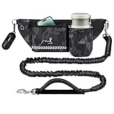 ETACCU Joggingleine Hunde mit Bauchgurt, Freihändige Jogging Hundeleine für große und mittelgroße Hunde, 120-180cm, Dual Griffe, Elastische und Reflektierende Laufleine für Laufen, Joggen, Wandern