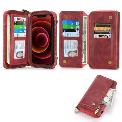 Housse portefeuille iPhone 16 Plus cuir marron à rabat aimanté - 5