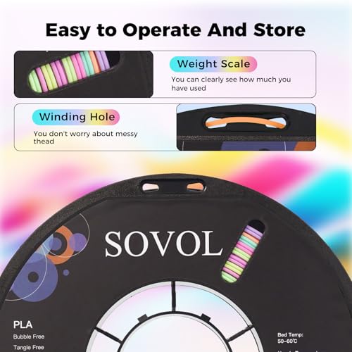 Image of Sovol 3D Printer Matte Multicolored Fast Change Gradient Rainbow PLA 1kg (2.2 lbs) Spool 3D Printing Materials, Dimensional Accuracy + /- 0.03 mm, 1.75 mm, Matte Starlight