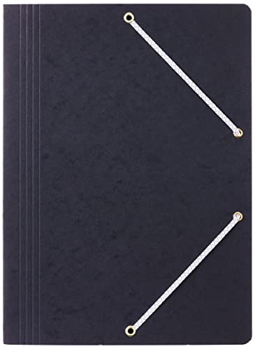 DONAU 8643080-01PL Premium - Carpeta A4 de cartón Colorspan / cartón prensado encerado con 2 gomas elásticas, 10 unidades, color: negro, ideal para oficina y escuela, puntos verdes
