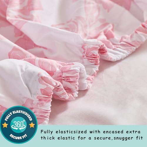 Image of Brandream Baby Crib Sheets for Girls Boys, Super Soft 100% Organic Cotton Baby Sheet French Country Pink Cottagecore Floral Print Fitted Crib Sheet for Standard Crib and Toddler Mattress