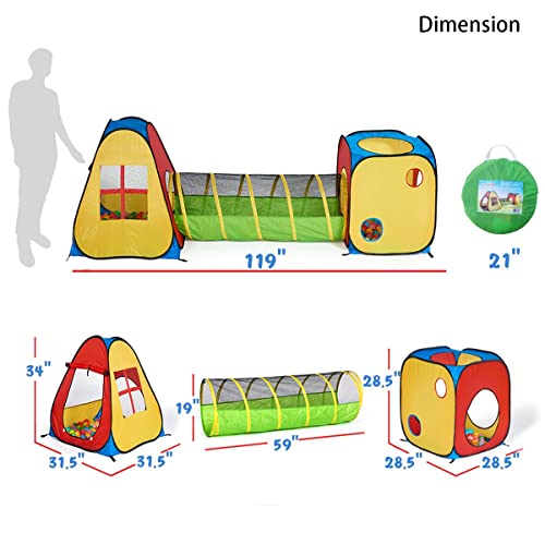 image for UTEX 3 in 1 Pop Up Play Tent with Tunnel, Ball Pit for Kids, Boys, Gir