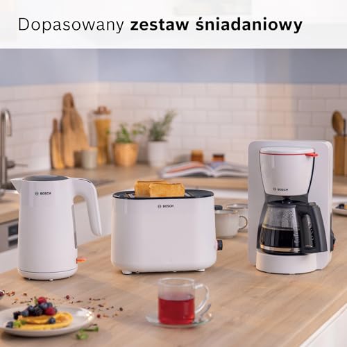 Bosch, toster, MyMoment, pojemnik na 2 kromki, podgrzewanie, rozmrażanie, ruszt na bułki, funkcja wysokiego podnoszenia, automatyczne wyłączanie, biały, TAT2M121