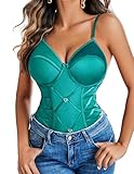 Avidlove Sexy Corset Lingerie Teddy Lingerie One Piece Bodysuit Set Peacock Blue S