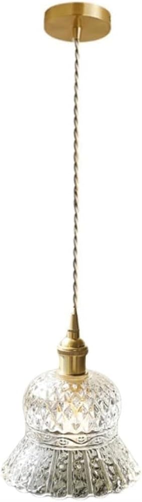 HertlFrench Style Full Copper Bedroom Headboard Pendant Light Fixtures,Hand Blown Glass Ceiling Chandelier Lamp, Suspension Lights Luminair of Entrance Corridor Balcony Restaurant