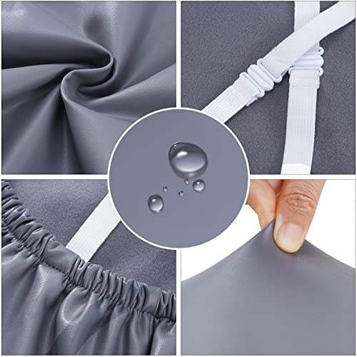 Fuloon Dining Chair Covers Set Of 4, Solid Pu Leather Waterproof And Oilproof Stretch Dining Chair Protctor Cover Slipcover (Grey, 4 Sets) #TOP5
