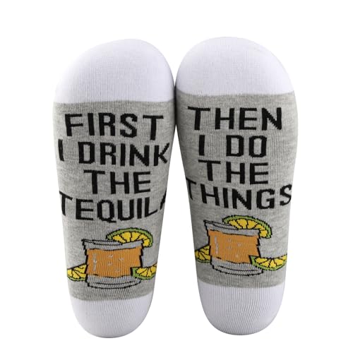 MYSOMY Tequila Socks Tequila Lover Gifts Tequila Cocktails Socks First I Drink The Tequila Then I Do The Things Gifts (Tequila UK)