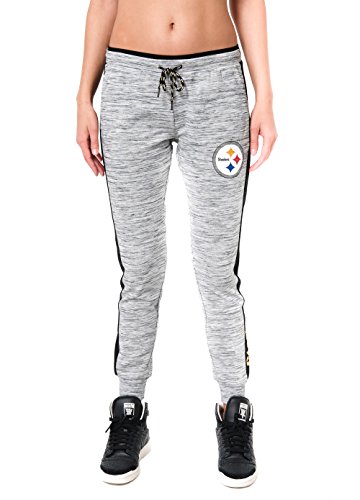 Ultra Game NFL Pittsburgh Steelers Womenss Active Basic Fleece Jogger Sweatpants, Gray Space Dye, X-Large