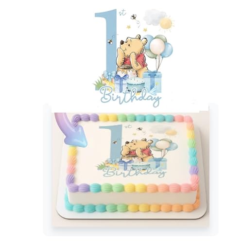SugarMeLicious Winnie the Pooh First Birthday Edible Cake Image Topper