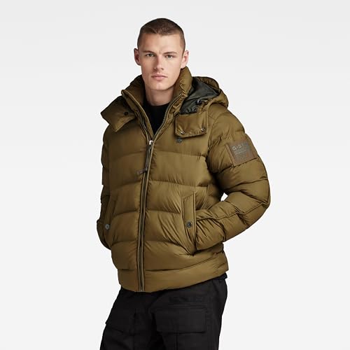 G-Star RAW Herren G-Whistler Padded Hooded Jacke, Grün (dark olive D20100-D199-C744), L – Ansicht 2