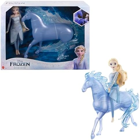Mattel Disney Die Eiskönigin ELSA Modepuppe und Nokk Set | Bewegliche Elsa-Puppe mit abnehmbarem Rock und biegsamen Knien für Nokk, inspiriert vom Film, HLW58