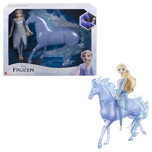 Mattel DISNEY Die Eiskönigin Elsa und Nokk - Bewegliche Elsa-Puppe majestätische Wasserfigur Nokk inspiriert vom Zweiten Teil für Kinder ab 3 Jahren HLW58