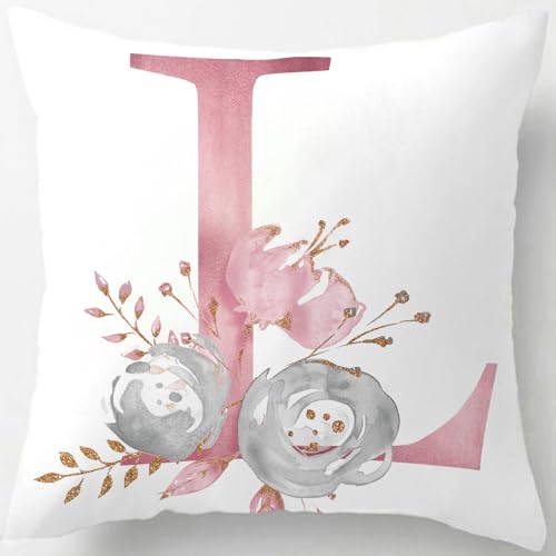Tillskuch Kissenbezug 40x40 rosa Kissenbezüge Buchstabenfolge Kissenhülle Dekorative Dekokissen Sofakissen Couchkissen Dekokissen Zierkissenbezug Deko Kissenhüllen Wohnzimmer Schlafzimmer (L)