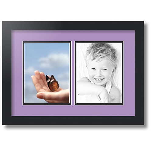 ArtToFrames Collage Photo Frame Double Mat with 2 - 6x8 Openings and Satin Black Frame