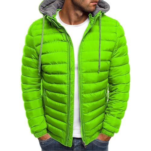 EflAl Donsjassen voor heren, lichtgewicht, winter, warm, gewatteerd, gevoerd, oversized, ritssluiting, donsjas, overjas met capuchon