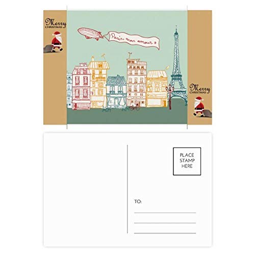Cartes postales de remerciement avec motif Paris Airship rétro, lot de 20 en papier de qualité