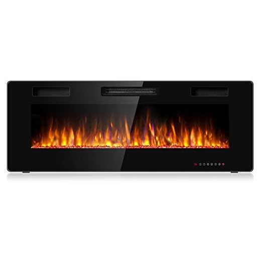 Tangkula 50 Inches Recessed Electric Fireplace, in-Wall & Wall Mounted Electric Heater with Adjustable Flame Color & Speed, Remote Control, Touch Screen, 750-1500W (50 Inches)