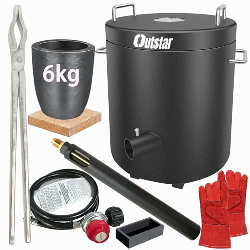 Outstar 6KG Propane Melting Furnace Kit,Smelter Furnace Smelting Gold Silver Copper Aluminum Metal Recycle for Jewelry Making and Metal Casting