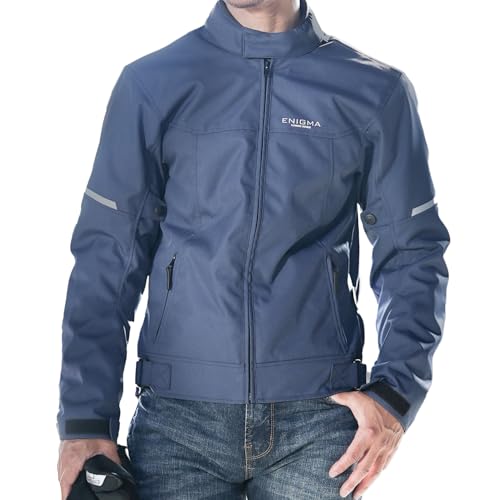 [エニグマ] コミネ 2025モデル EN-014 ヘリテージジャケット バイク用 秋冬向け CE規格レベル2 ロングシーズン リフレクター付き Navy L