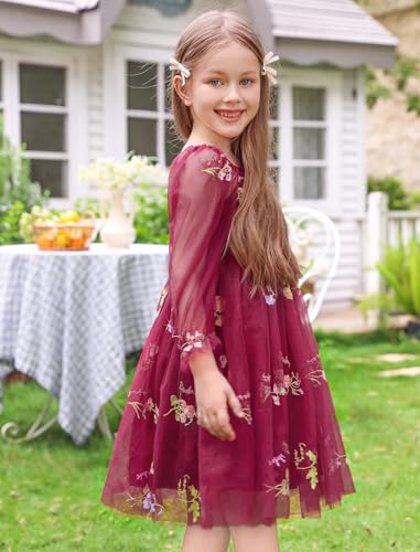 IDOPIP Toddler Baby Girls Dresses Long Puff Sleeve Pageant Mesh Tutu Dress Infant Wedding Baptism Photo Shoot Tulle Dress3