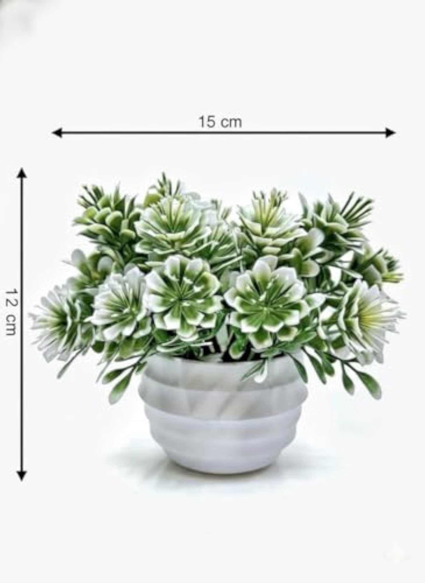 Artificial Succulent Plants in White Plastic Pots, Set of 2