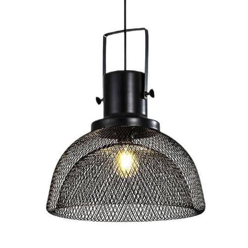 Suspension fer forgé ajouré E27 lustre moderne noir pour salon