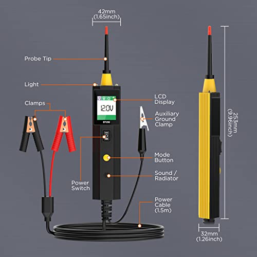 Circuit Probe Tester,Power Circuit Probe Kit With Overload Protection,Automotive Circuit Tester Electrical System Tool With 4.9Ft Cable And Led Light #TOP6