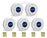 GiiHoo Wireless Interconnected Smoke Carbon Monoxide Detector Battery Powered, Interlinked Combination Smoke and Carbon Monoxide Detector Alarm with Digital Display, Silence Button (White-5)