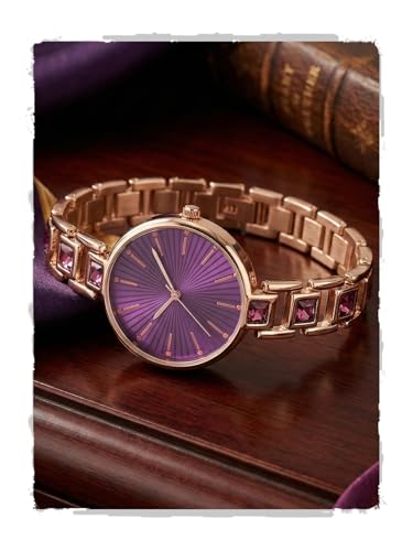 Image of AMERICANVIBER Red Diamond-Studded Women's Analog Watch with Adjustable Strap, Stylish Round Dial Wrist Watch for Girls & Ladies, Suitable for Casual, Office, and Formal Use