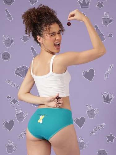 Image of Clovia Chuddy Buddies Cotton Printed Back Hipster Panties for Women Combo -Pack of 3- Multicolor