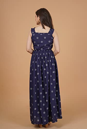 Image of Daevish Women's Rayon Fit and Flare Maxi Casual Dress | Women Flared Dress