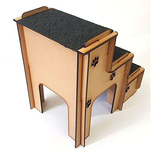 Escada Pet em MDF 6mm Para Cachorro Gato Coelho e Outros Pets com carpete Antiderrapante