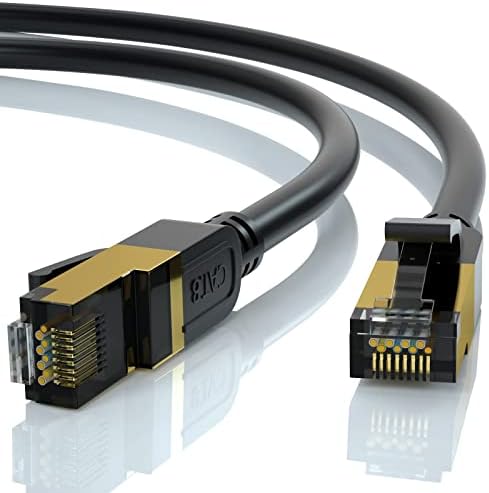 Cat8 Ethernet Cable, 6FT High Speed Heavy Duty 26AWG Cat8 LAN Network Cable 40Gbps, 2000Mhz with Gold Plated RJ45 Connector, Outdoor&Indoor Internet Cable Compatible for Router Gaming Modem Xbox PS5