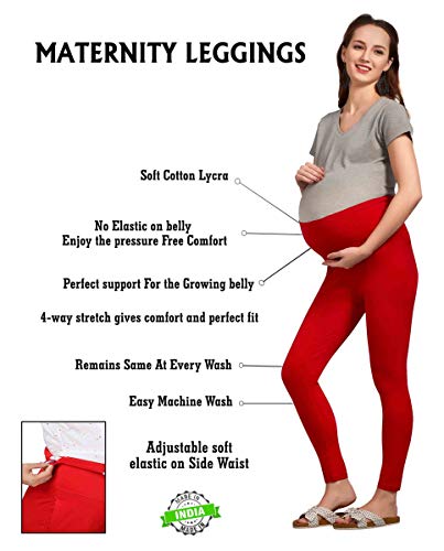 Image of Women's Cotton Lycra Over The Belly Maternity Leggings for Pregnant Women for Pre & Post Pregnancy