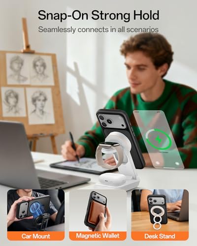 Image of UNBREAKcable Magnetic for iPhone 17 Pro Case 6.3-Inch, Compatible with MagSafe, Full Camera Protection, Built-in Magnetic Ring, Drop Protection Shockproof Slim Phone Cover - Black