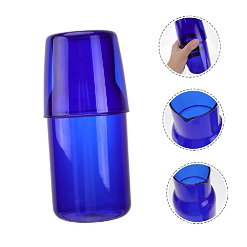 MOLUCKFU 1 Set Water Bottle Drink Kettle Desktop Water Carafe Clear Clear Tea Cups Clear Drink Pitcher Cold Water Jug Coffee Container Latte Glasses Bedside Water Carafe Blue Cups