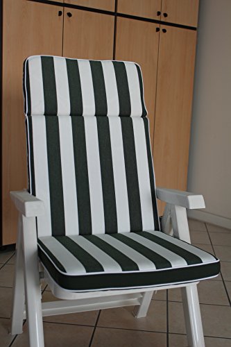 Garden cushions for outdoors 4 pieces, for armchair, high backrest set of 4 pcs col. Green stripes MIS. L.50 P.49 H.SH. 75 SP. 7/8