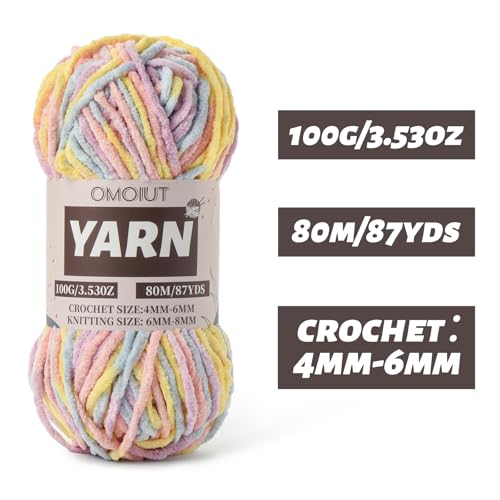 Image of Fluffy Chenille Yarn for Crocheting - Baby Yarn for Crocheting Soft Blanket - 3 Pack of 100g /(87.4yds) Crochet Amigurumi Chunky Yarns - Super Bulky 5 Velvet Yarns (3 Macaron)