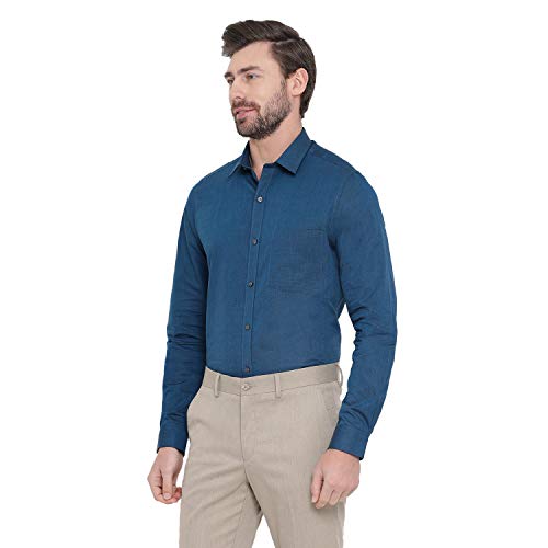 Image of Turtle Men 100% Cotton Slim Fit Yellow Solid Formal Shirt