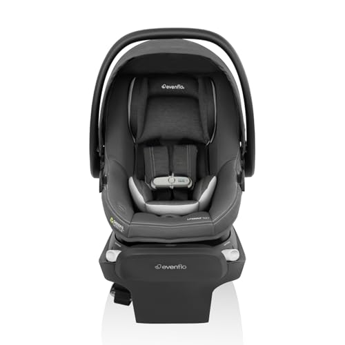 Image of Evenflo Revolve180 LiteMax NXT Rotating Rear-Facing Lightweight Preemie and Infant Car Seat 3-30lbs with Green & Gentle. Easy Install with Base (Anchor Gray)