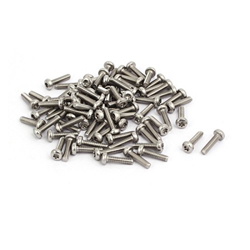 Sourcingmap M2.5 x 10mm 304 Stainless Steel Torx Pan Head Screws Bolts Fasteners 80pcs, Silver, M2.5x10mm