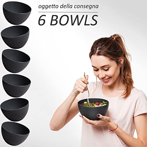 Hausfelder Bowl set di ciotole per cereali da 6, ciotole colazione da 750 ml, scodelle per zuppe, ciotole per dessert - set di ciotole in plastica - immagine 4