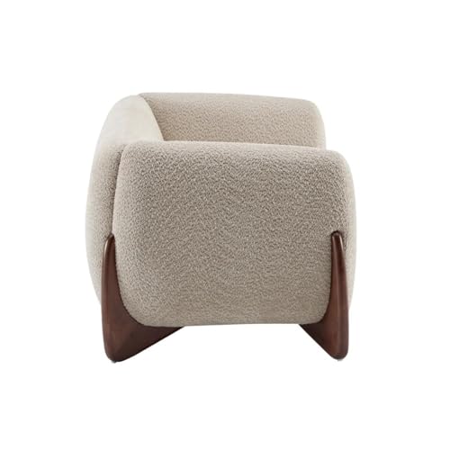 Image of Upholstered one Seater Sofa Three Seater Sofa with Wooden Legs for Living Room Hotels & Offices (Two Seater Boucle Beige)