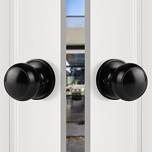 Gobrico Flat Ball Half Dummy Door Knob One-Side Keyless Door Handles Knobs For Closet Pantry Matte Black #TOP4